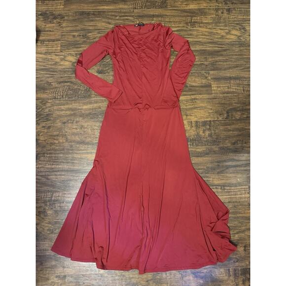 Zara Dresses & Skirts - Zara Maxi Burgundy Long Sleeve Dress Sz:M